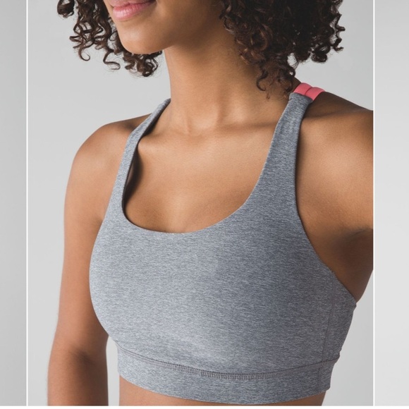Lululemon Energy Bra Heathered Slate Grapefruit SZ 4 - Picture 3 of 11